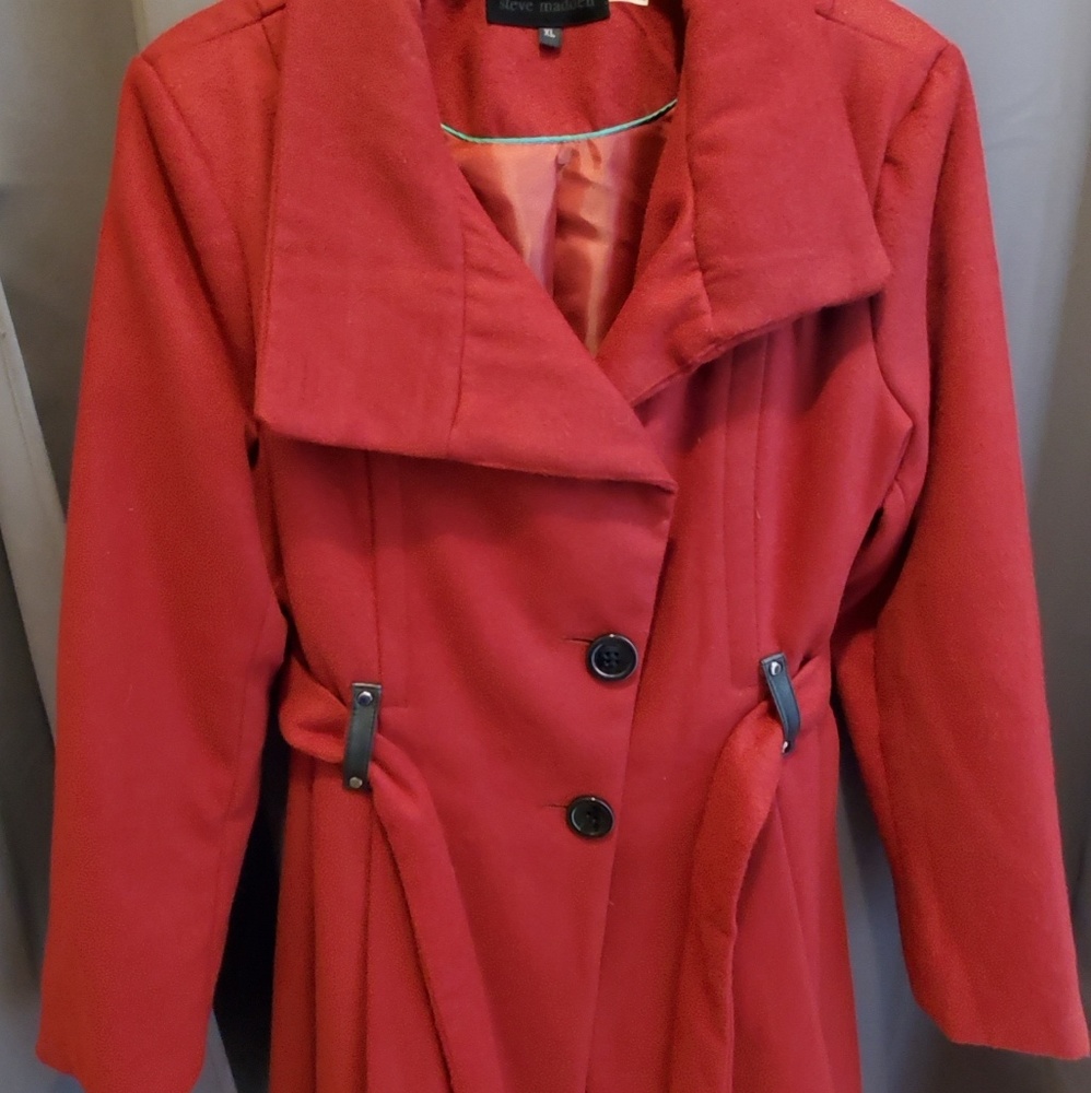 Red winter peacoat